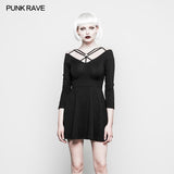 Sexy Slim Fit trägerloses schwarzes Gothic-Kleid für Frauen