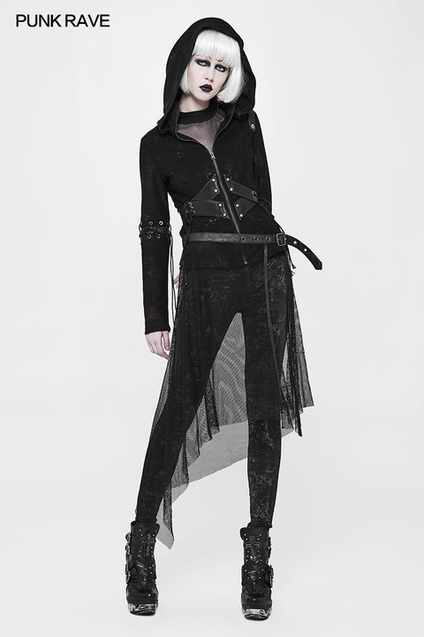 Frauen Perspektive Mesh Leder Taille Gürtel Persönlichkeit Punk Zubehör