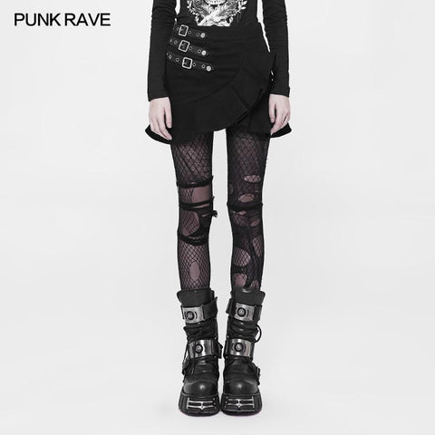 Unregelmäßiger elastischer Lotusblattsaum Kurzer Punkrock für Frauen