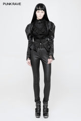 Frauen Deep V Collar kurzer gotischer Mantel mit unregelmäßigem Lotusblattsaum