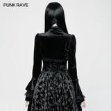 Bolero im Lolita-Stil Exquisiter kurzer gotischer Samtmantel mit Spitze