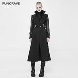 Hübscher langer Punk-Mantel Twill dünner Wollstoff-Trenchcoat