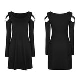 Frauen stricken schlankes Punk-Kleid mit Lederschlaufe Design