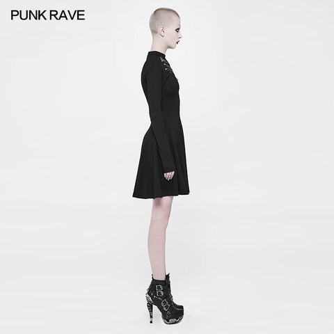 Täglich hochelastisches Punk-Strickkleid für Frauen