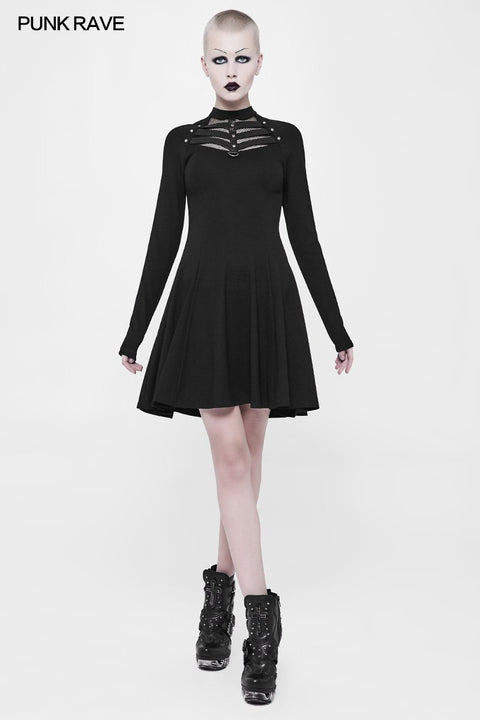 Täglich hochelastisches Punk-Strickkleid für Frauen