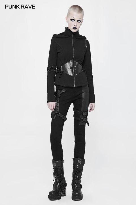 Hexe Short Hooded Cardigan Punk Sweater Mantel