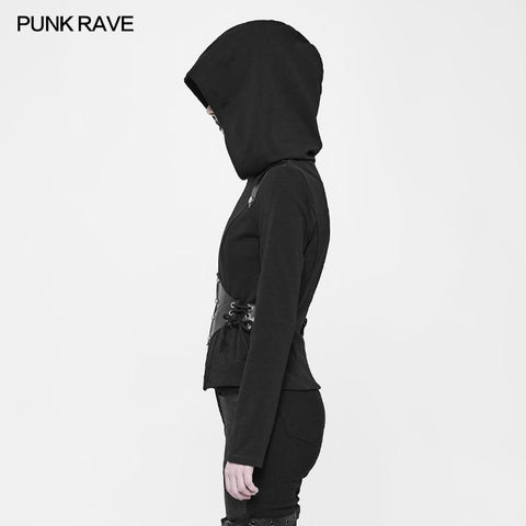 Hexe Short Hooded Cardigan Punk Sweater Mantel