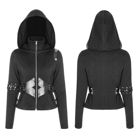 Hexe Short Hooded Cardigan Punk Sweater Mantel