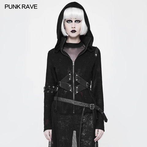 Hexe Short Hooded Cardigan Punk Sweater Mantel