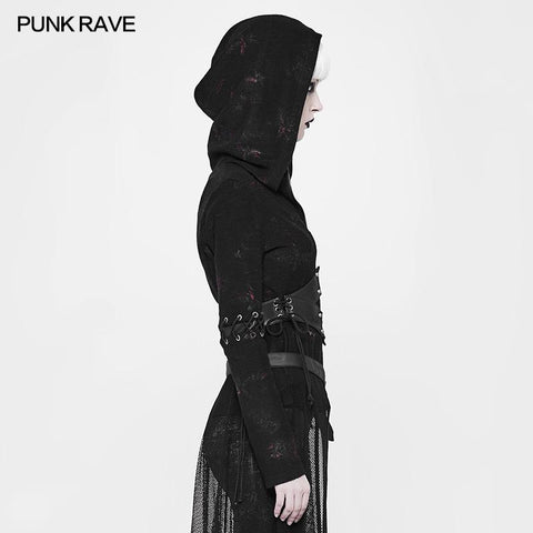 Hexe Short Hooded Cardigan Punk Sweater Mantel