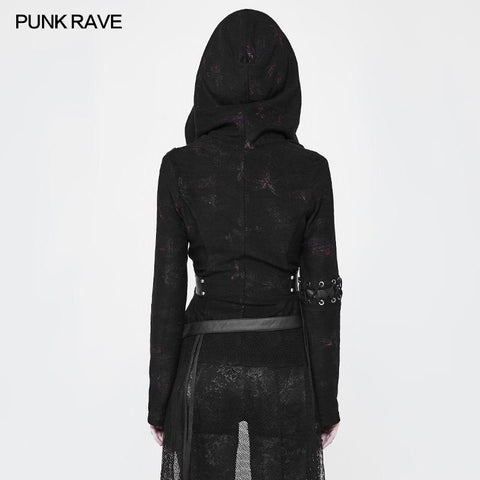 Hexe Short Hooded Cardigan Punk Sweater Mantel