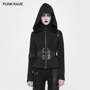 Hexe Short Hooded Cardigan Punk Sweater Mantel