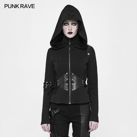 Hexe Short Hooded Cardigan Punk Sweater Mantel