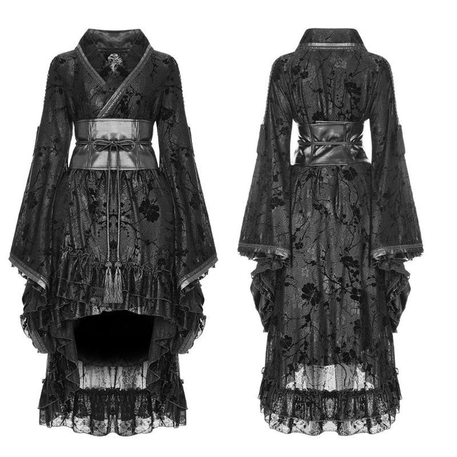 Stretch Jacquard Gothic Lolita Kleid Flocking Printing Kimono mit Spitze