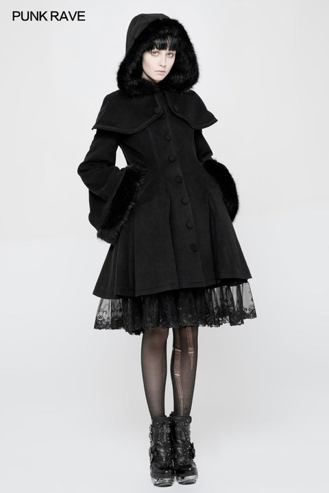 Lolita Woollen Mittellanger Schwalbenschwanz Gothic Mantel
