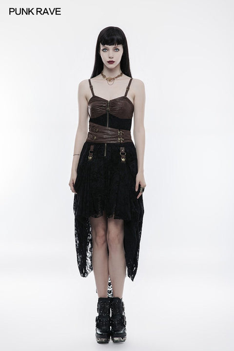Steampunk verstellbares Spitzenkleid mit vier Knöpfen für Frauen