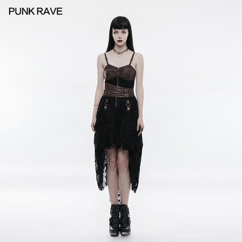 Steampunk verstellbares Spitzenkleid mit vier Knöpfen für Frauen