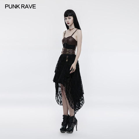 Steampunk verstellbares Spitzenkleid mit vier Knöpfen für Frauen