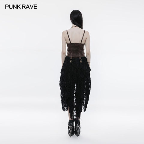 Steampunk verstellbares Spitzenkleid mit vier Knöpfen für Frauen