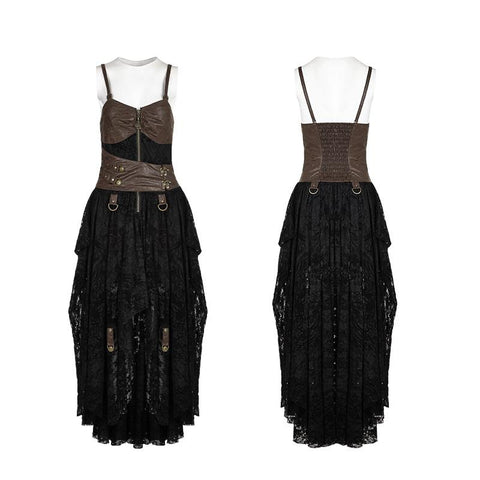 Steampunk verstellbares Spitzenkleid mit vier Knöpfen für Frauen