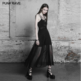 Elegantes Gothic-Kleid aus geschichtetem Spitzen-Chiffon-Riemen