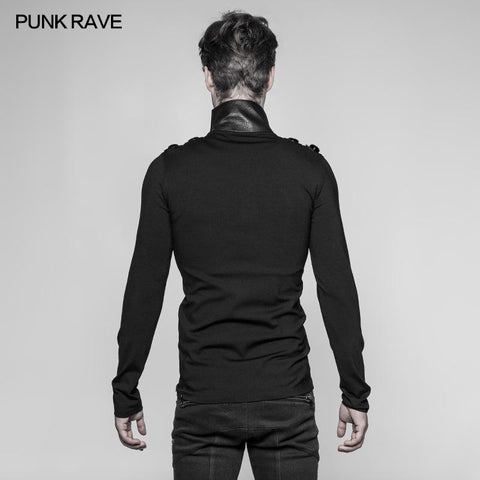 Herren Goth Elastic Knitted Uniform Langarm-T-Shirt