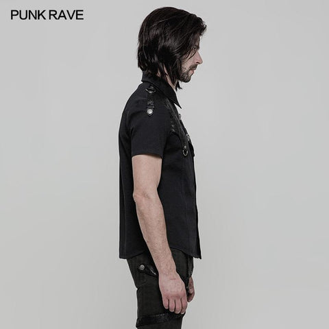 Persönlichkeit Metal Buckle Design Punk Shirt für Männer