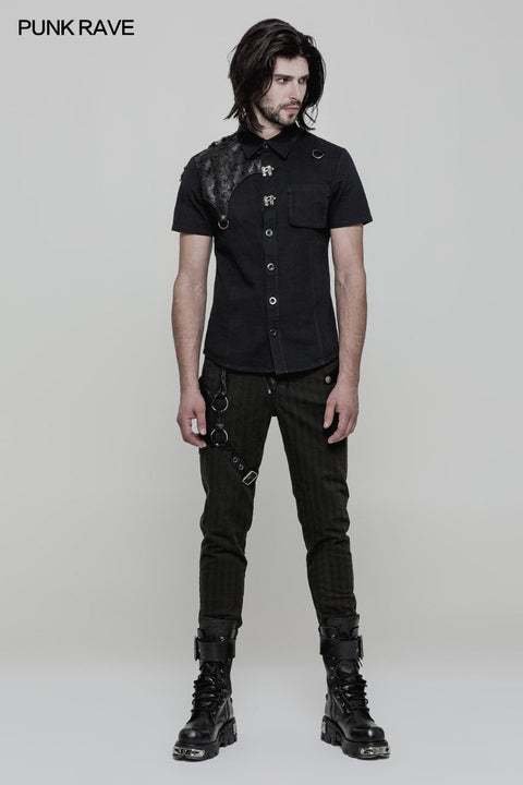 Persönlichkeit Metal Buckle Design Punk Shirt für Männer