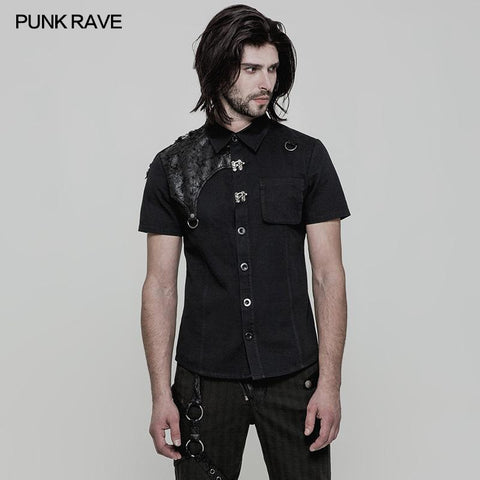 Persönlichkeit Metal Buckle Design Punk Shirt für Männer