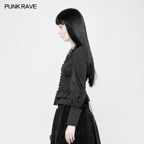 Gothic Cotton Woven Slim Fit Shirt für Frauen