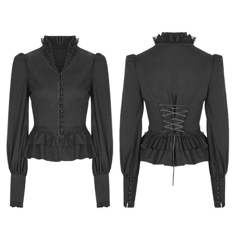 Gothic Cotton Woven Slim Fit Shirt für Frauen