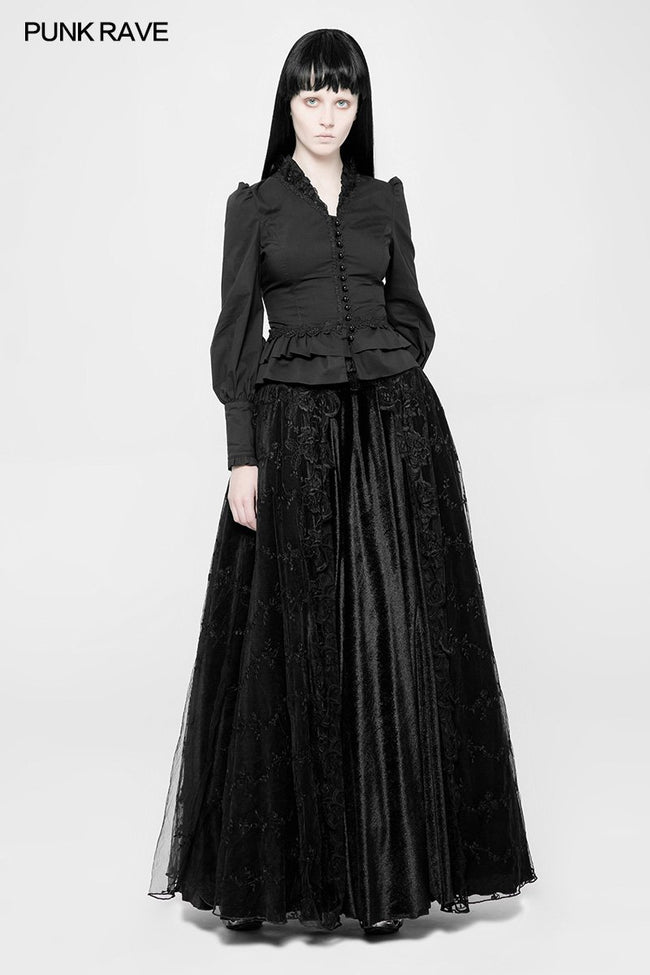 Gothic Cotton Woven Slim Fit Shirt für Frauen