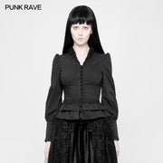 Gothic Cotton Woven Slim Fit Shirt für Frauen