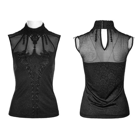 Wunderschönes ärmelloses Gothic T-Shirt mit Kordelzug für Frauen