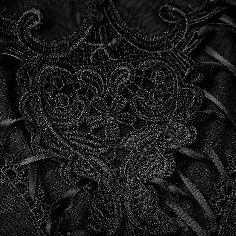 Wunderschönes ärmelloses Gothic T-Shirt mit Kordelzug für Frauen
