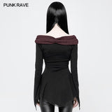 Frauen Retro Boot T-Shirt Gothic T-Shirt mit abnehmbarer Brosche