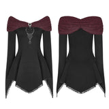 Frauen Retro Boot T-Shirt Gothic T-Shirt mit abnehmbarer Brosche