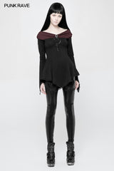 Frauen Retro Boot T-Shirt Gothic T-Shirt mit abnehmbarer Brosche