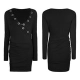 Sexy Deep V Punk Kleid mit Einfachheit Corns And Pins Dekoration