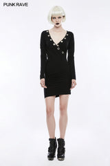 Sexy Deep V Punk Kleid mit Einfachheit Corns And Pins Dekoration