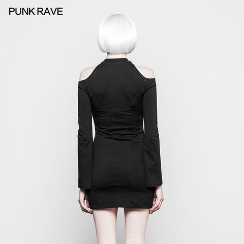 Mystery Hollow Out Moon Pattern Trägerloses gotisches Kleid