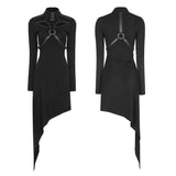 Asymmetrisches schwarzes Harness Design Strick Punk Kleid