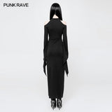Gothic Diablo Slit Kleid für Damen mit ausgehöhltem Mondmuster