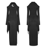 Gothic Diablo Slit Kleid für Damen mit ausgehöhltem Mondmuster