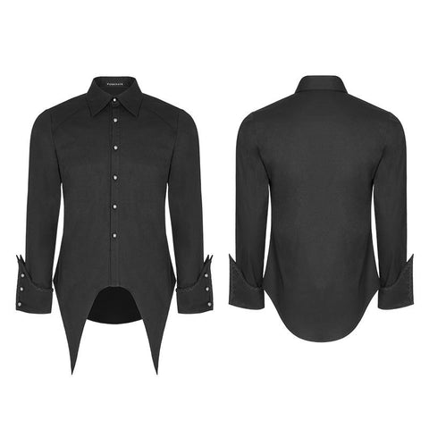 Asymmetrisches einfaches gotisches Herrenhemd mit einzigartigem Manschettendesign
