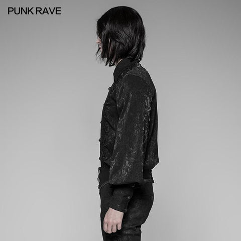 Herren Jacquard Plissee Front Gothic Shirt