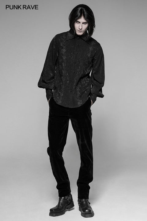 Herren Jacquard Plissee Front Gothic Shirt