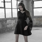 Punk-Kleid mit Spitzenärmeln für Frauen und Riemen-Design
