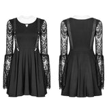 Punk-Kleid mit Spitzenärmeln für Frauen und Riemen-Design
