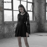 Punk-Kleid mit Spitzenärmeln für Frauen und Riemen-Design